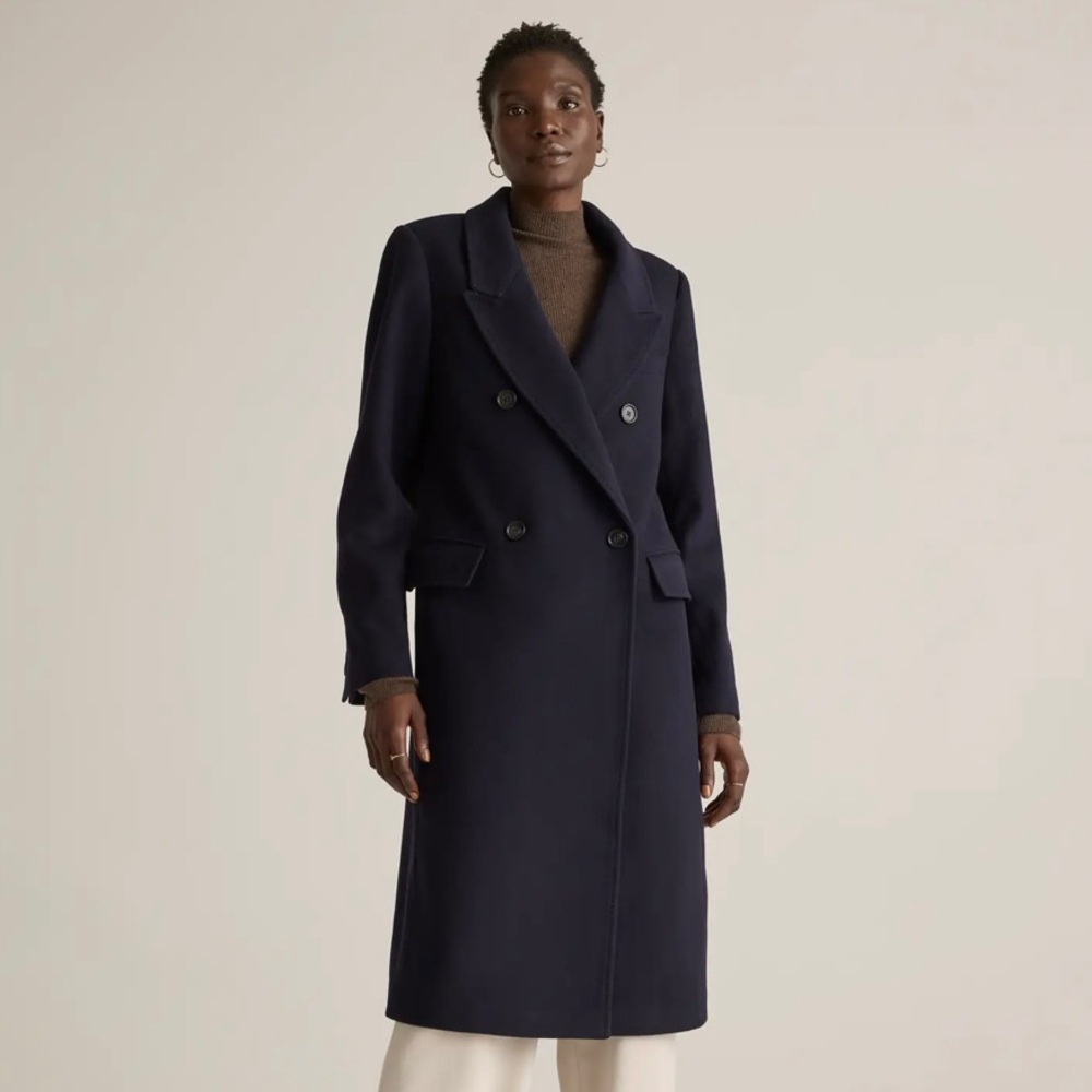 BNWT Quince Italian Wool Double-Breasted Coat L color: cadet